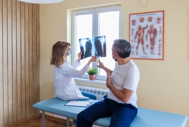 Discussing lung imaging results with a healthcare provider.